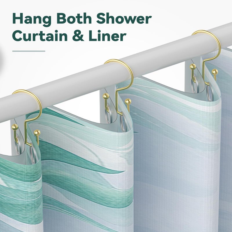 Goowin 24 Pcs Shower Curtain Hooks, Goowin Shower Curtain Rings, Durable Gold Shower Curtain Hooks, Double Glide Shower Curtain Rings Rust Proof, Simple Shower Hooks for Shower Curtain & Liner, Gold - Image 5